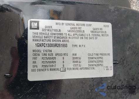 2008 GMC Yukon Slt z USA, uszkodzony, nr VIN 1GKFC130X8R261893